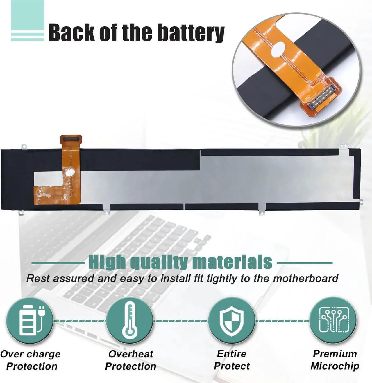 Alt view image 6 of 7 - RC30-0248 Laptop Battery Replacement for Razer Blade 15 2018 Advanced RZ09-02386E92 RZ09-02385 RZ09-02386 RZ09-02886 RZ09-02887 RZ09-02888 RZ09-0301 RZ09-0313 Series 4ICP4/55/162 (15.4V 80Wh)