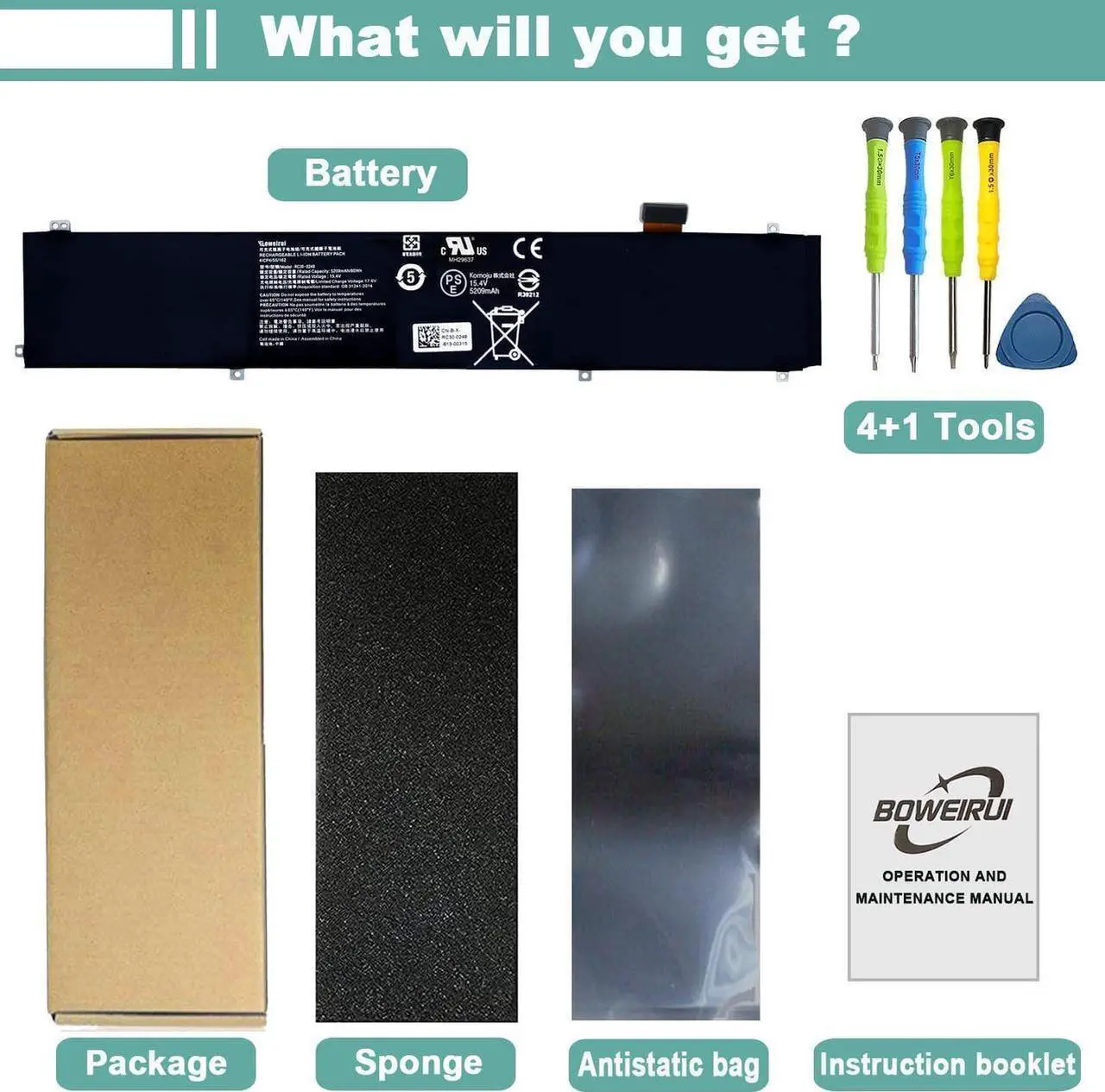 Alt view image 7 of 7 - RC30-0248 Laptop Battery Replacement for Razer Blade 15 2018 Advanced RZ09-02386E92 RZ09-02385 RZ09-02386 RZ09-02886 RZ09-02887 RZ09-02888 RZ09-0301 RZ09-0313 Series 4ICP4/55/162 (15.4V 80Wh)