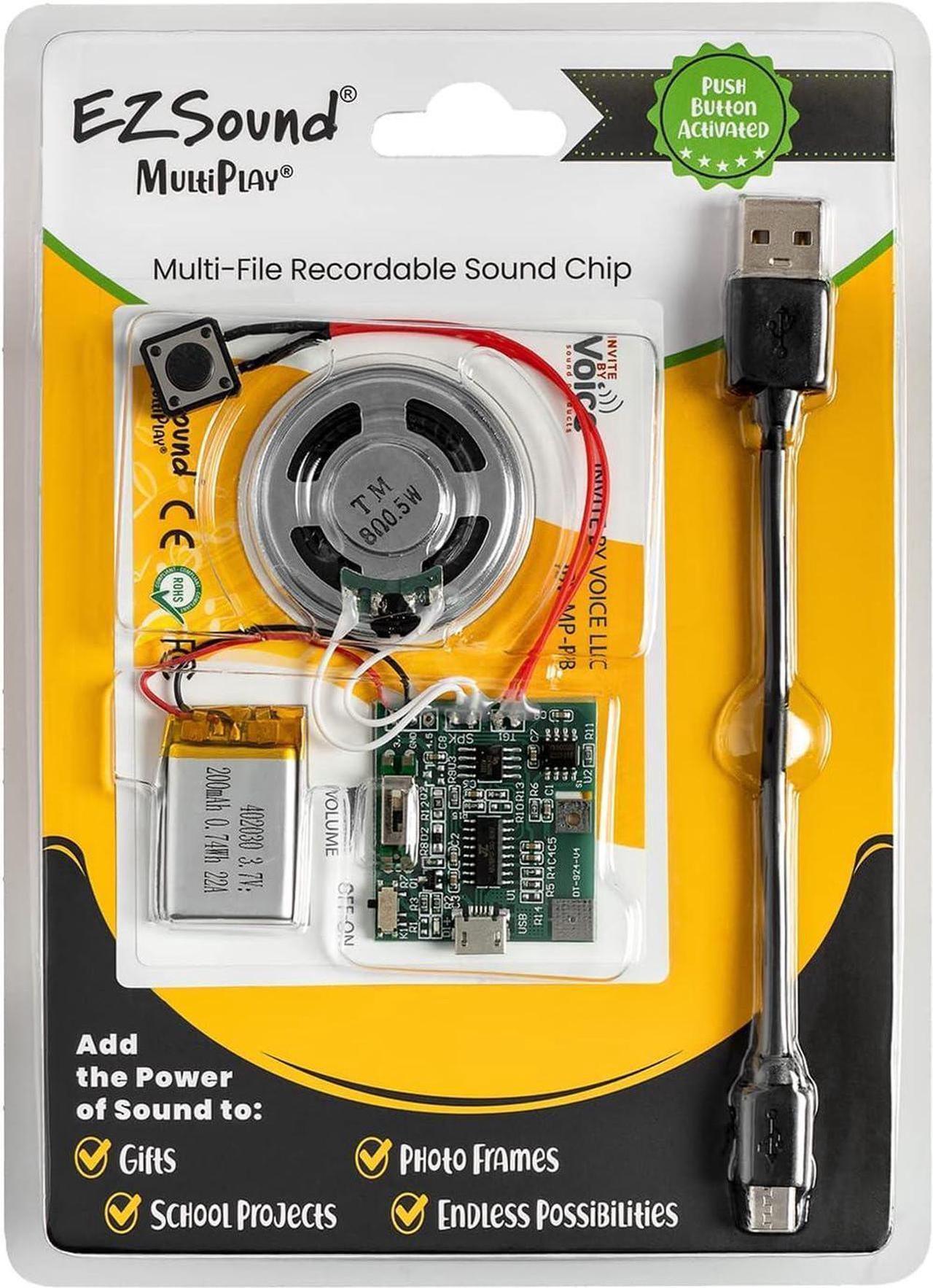 Main image of Multiplay Push Button Recordable Sound Chip | Plays Multiple Recordings | Recordable Sound Module | Push Button Control | Card Sound Recorder | Card Voice Recorder | Custom Button Record
