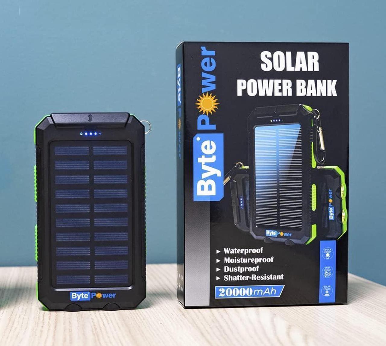 Main image of Solar Charger Power Bank 20000mAh, Portable Solar Pone Charger with Compass,Carabiner, Whistle,Flashlights,Solar Panel Charger,Camping Gear Accessory (Green)