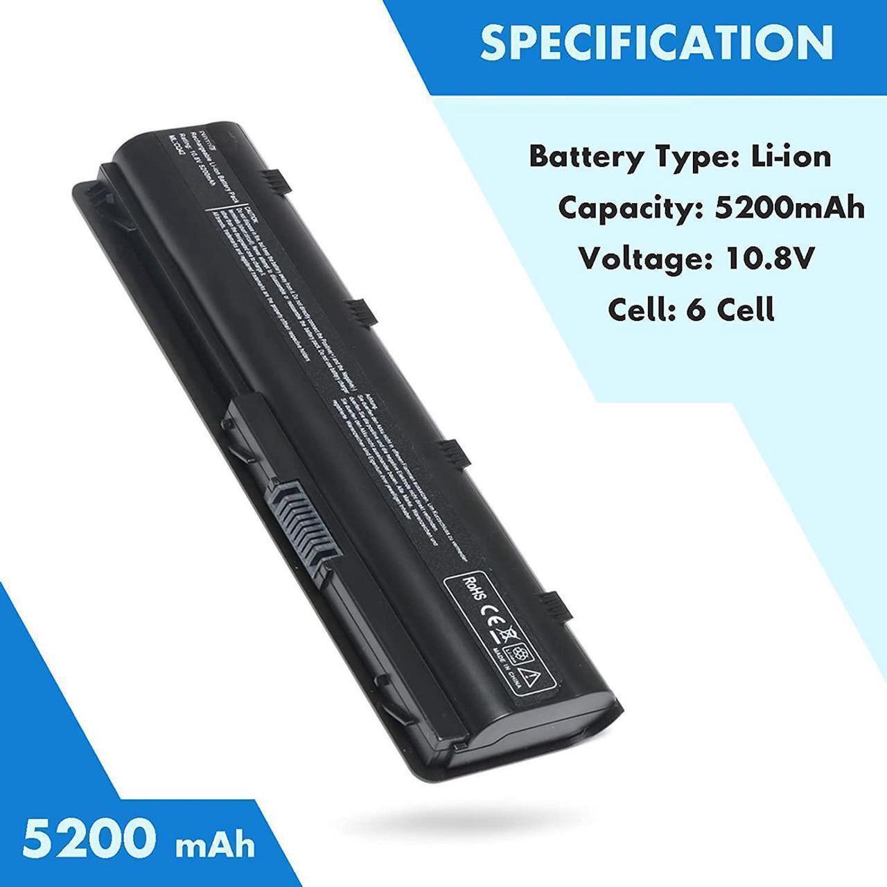 Alt view image 2 of 6 - 593553-001 593554-001 MU06 MU09 Extended Laptop Battery for HP Pavilion G6 G7 G62 G72 G4 / 2000 Notebook PC / DV6 DV7 DM4 / Compaq Presario CQ32 CQ42 CQ43 CQ56 CQ57 CQ62 CQ72[10.8V 5200mAh 6Cell]