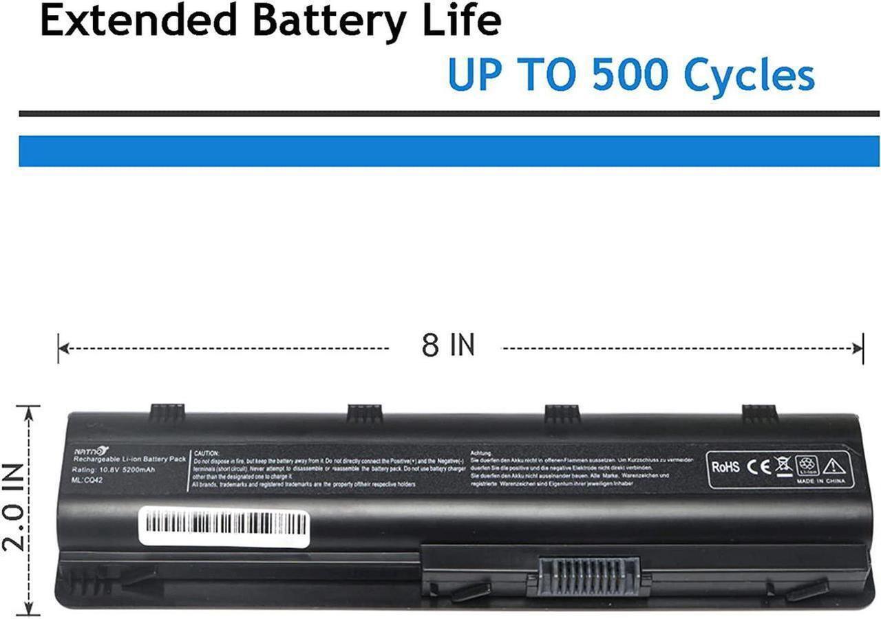 Alt view image 3 of 6 - 593553-001 593554-001 MU06 MU09 Extended Laptop Battery for HP Pavilion G6 G7 G62 G72 G4 / 2000 Notebook PC / DV6 DV7 DM4 / Compaq Presario CQ32 CQ42 CQ43 CQ56 CQ57 CQ62 CQ72[10.8V 5200mAh 6Cell]
