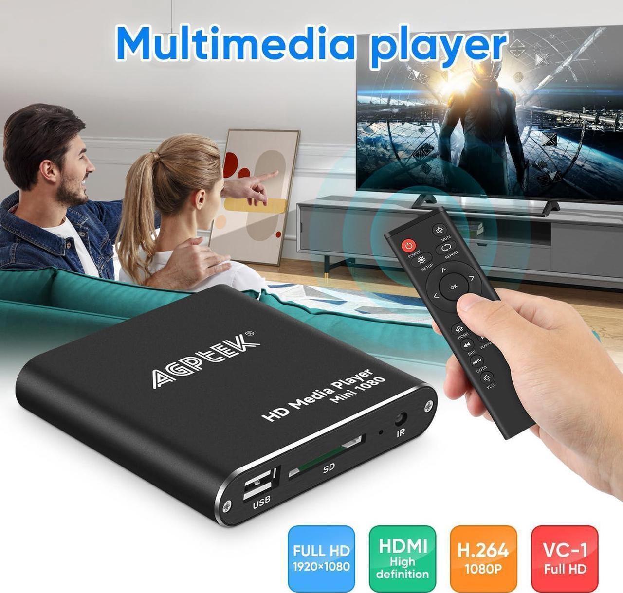 Alt view image 4 of 7 - HDMI Media Player, Black Mini 1080p Full-HD Ultra HDMI Digital Media Player for -MKV/RM- HDD USB Drives and SD Cards