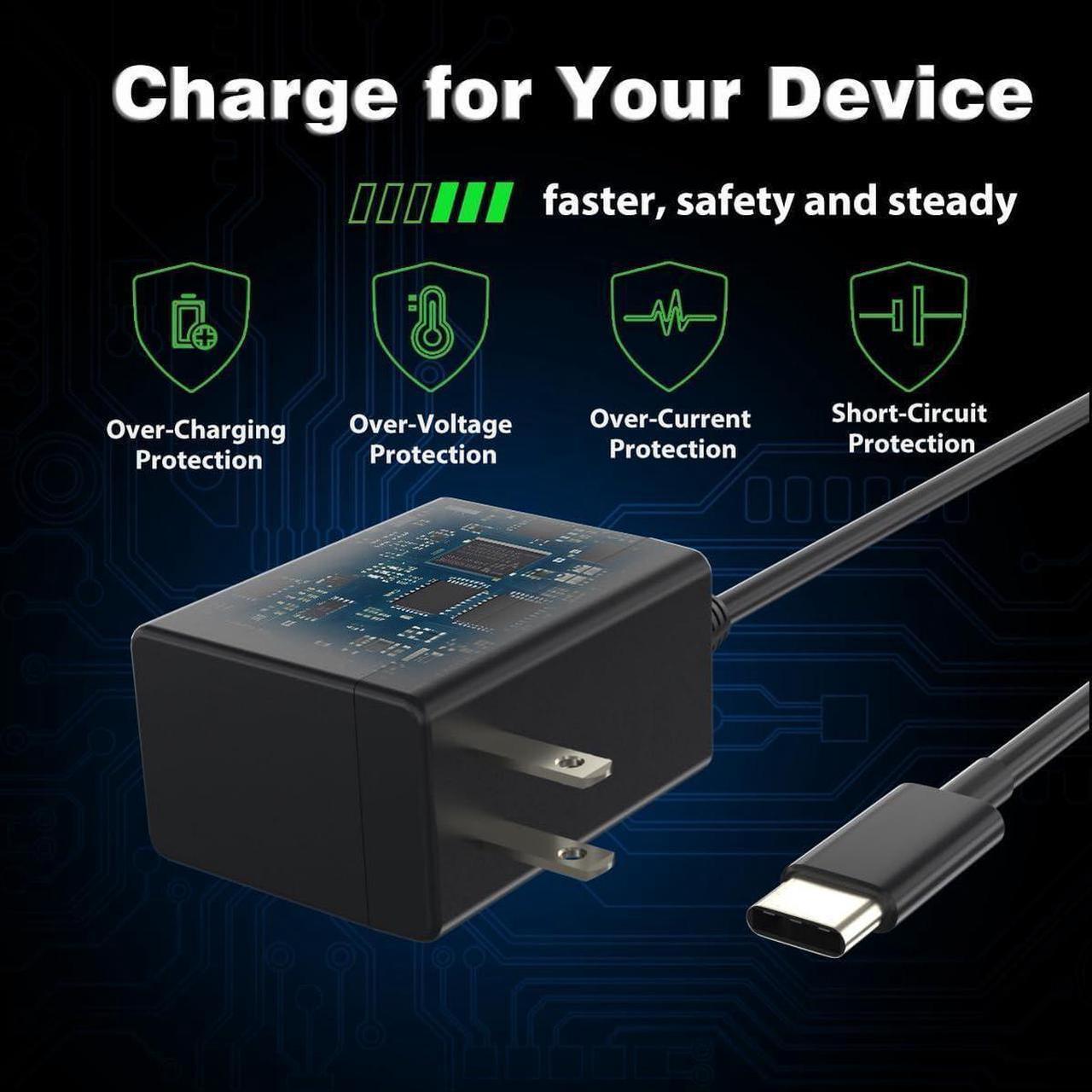 Alt view image 5 of 7 - Charger for Nintendo Switch,AC Adapter Compatible with Switch OLED and Switch Lite,15V/2.6A Power Supply Support Switch TV Mode,5 FT Power Cable USB C Port,2.5 Hours Fast Charge Switch Power