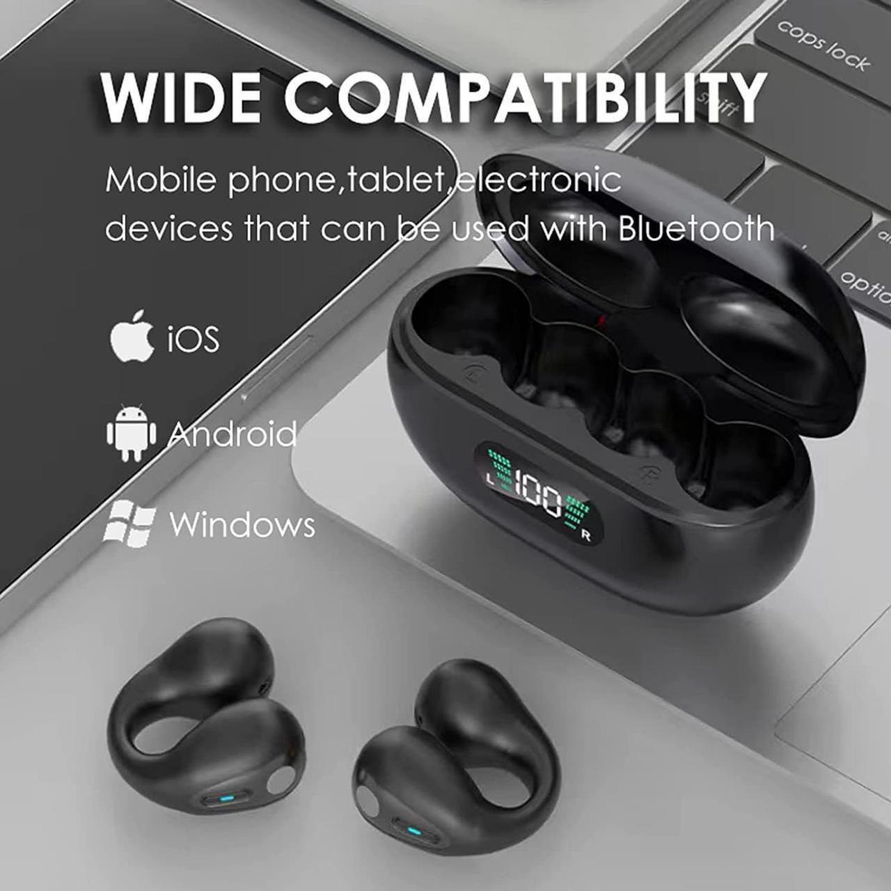 Alt view image 4 of 7 - Loluka Open Ear Bone Conduction Earbuds Wireless Ear Clip Bone Conduction Headphones Head Set Bluetooth Open Ear Headphones Wireless Bluetooth Bone Conducting Earphones Ear Buds for Small Ear Canals