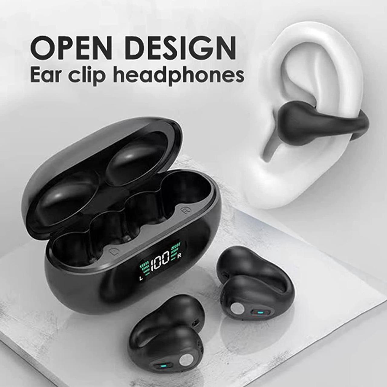 Alt view image 7 of 7 - Loluka Open Ear Bone Conduction Earbuds Wireless Ear Clip Bone Conduction Headphones Head Set Bluetooth Open Ear Headphones Wireless Bluetooth Bone Conducting Earphones Ear Buds for Small Ear Canals