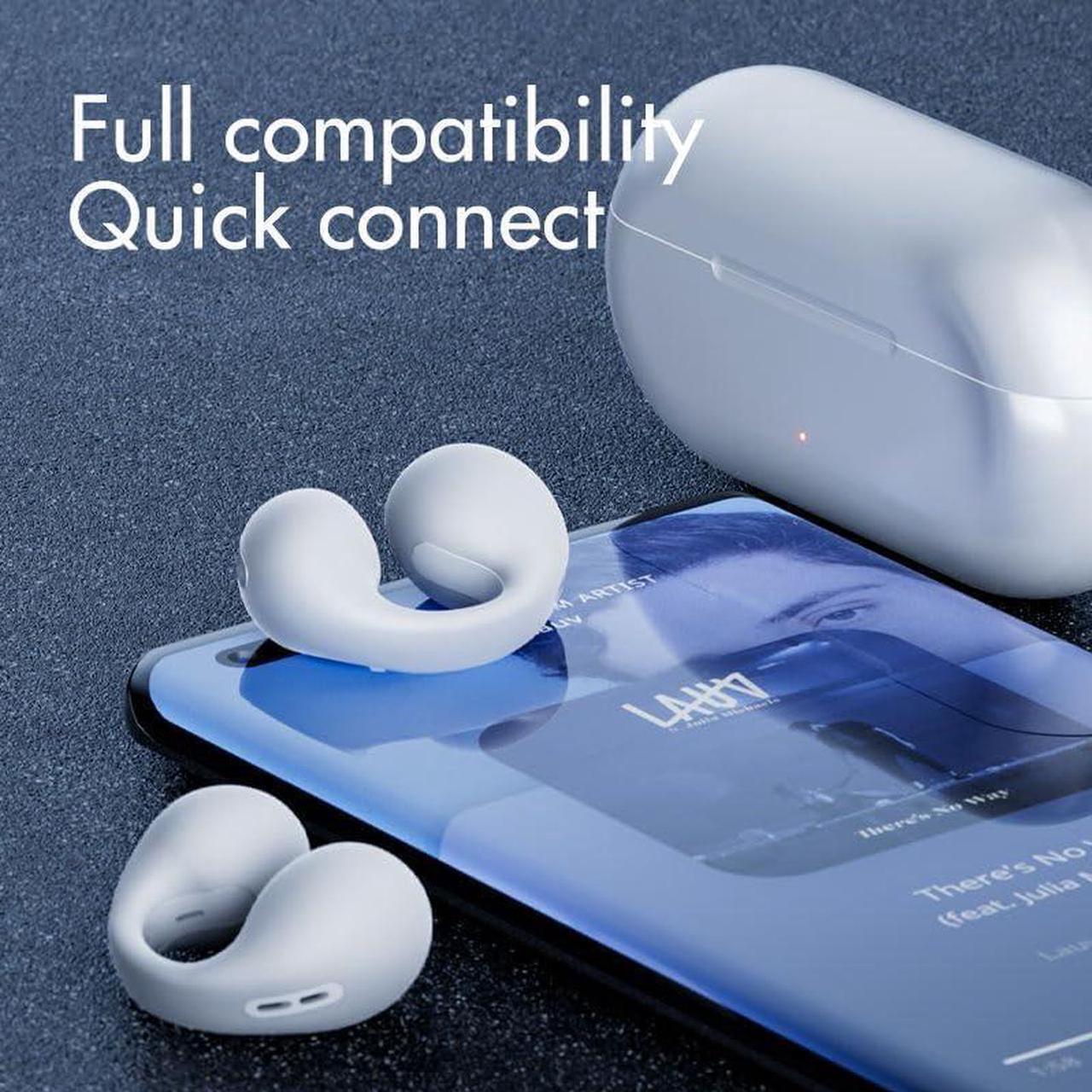 Alt view image 2 of 6 - Wireless Earbuds,Wireless Ear Clip Bone Conduction Headphones Bluetooth 5.3 for Android iPhone Samsung,Small Open Ear Earbuds IPX7 Waterproof Mini Open Ear Headsets for Sports Running Cycling Workout