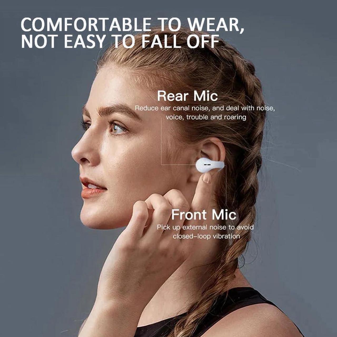Alt view image 5 of 6 - Wireless Earbuds,Wireless Ear Clip Bone Conduction Headphones Bluetooth 5.3 for Android iPhone Samsung,Small Open Ear Earbuds IPX7 Waterproof Mini Open Ear Headsets for Sports Running Cycling Workout