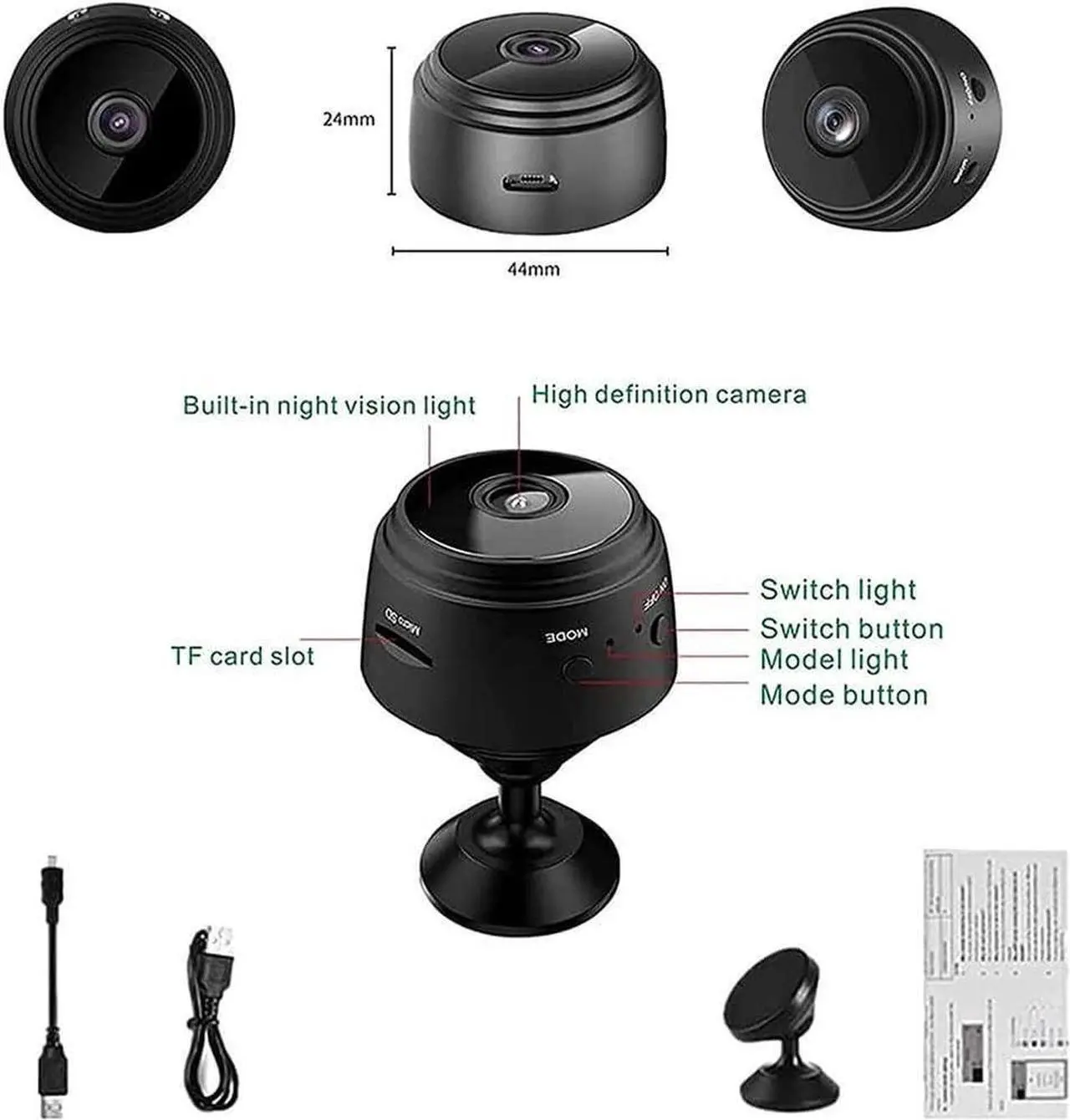 Alt view image 5 of 7 - Hidden Camera,Mini Magnetic Security Camera,Mini Camera Hidden Camera 1080p HD,Mini Camera Wireless,Mini Security Camera for Indoor Outdoor (White,4pcs)
