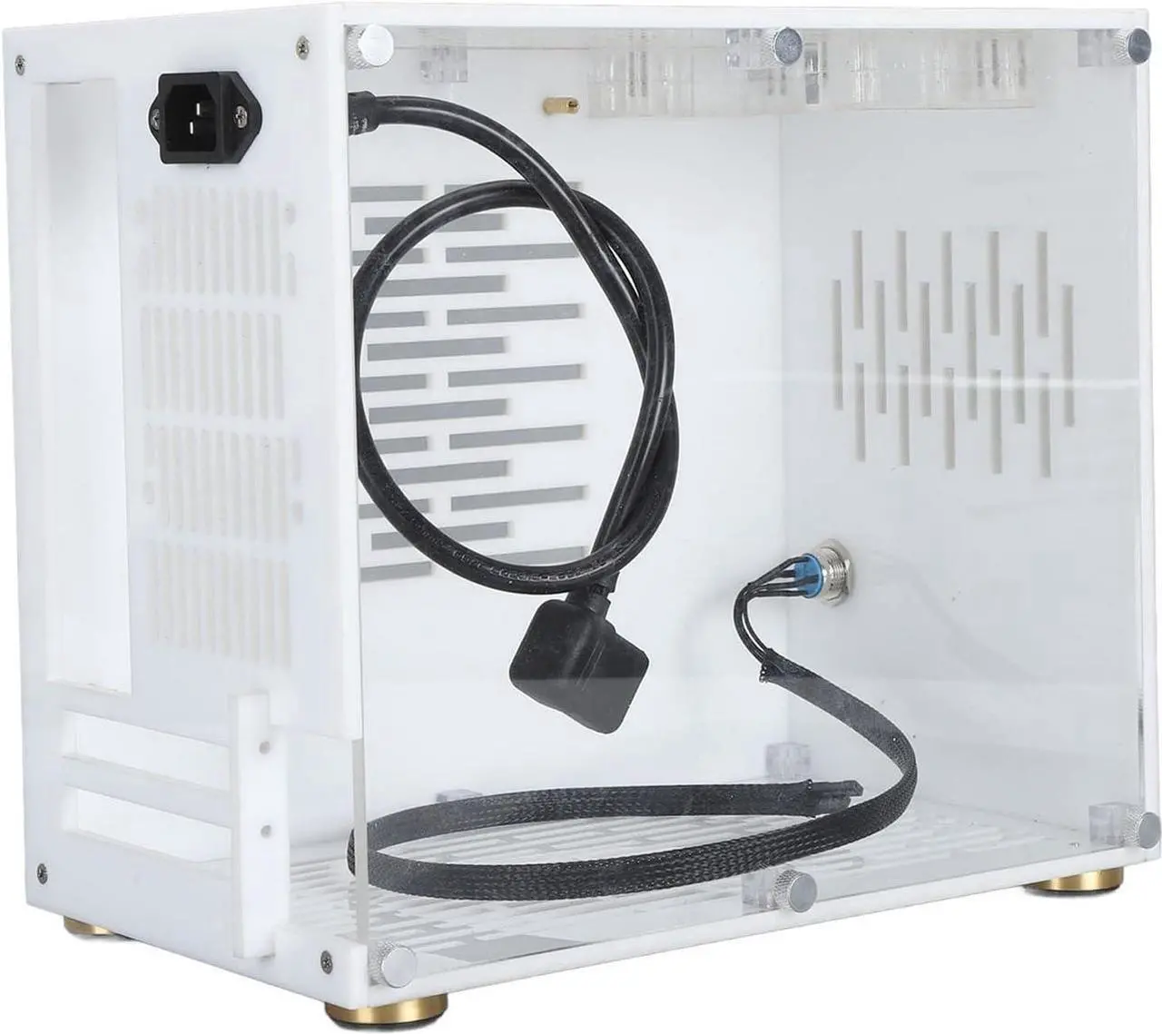 Alt view image 2 of 6 - Mini ITX Computer Case, 360° Open Heat Dissipation Mini Tower Computer Chassis, Acrylic Transparent Panels Gaming Desktop Computer Case for DIY Gamers