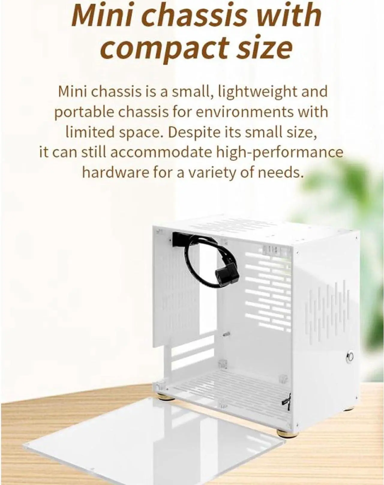 Alt view image 4 of 6 - Mini ITX Computer Case, 360° Open Heat Dissipation Mini Tower Computer Chassis, Acrylic Transparent Panels Gaming Desktop Computer Case for DIY Gamers