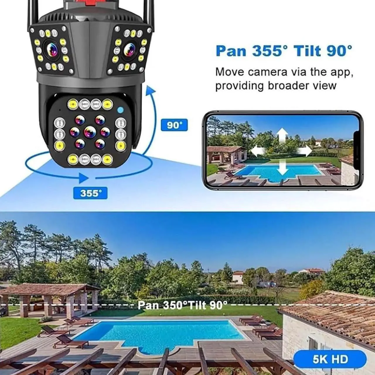 Main image of Davitech Camara De Seguridad, Outdoor Waterproof Wireless WiFi Hd Security Camera, 3/4 Lens Security Camera, Mini Hd WiFi Security Camera, Color Night Vision