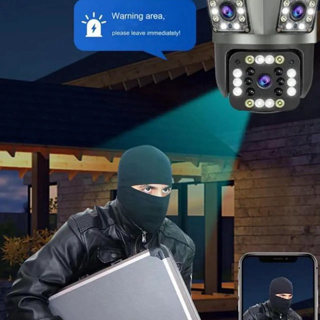 Alt view image 5 of 7 - Davitech Camara De Seguridad, Outdoor Waterproof Wireless WiFi Hd Security Camera, 3/4 Lens Security Camera, Mini Hd WiFi Security Camera, Color Night Vision