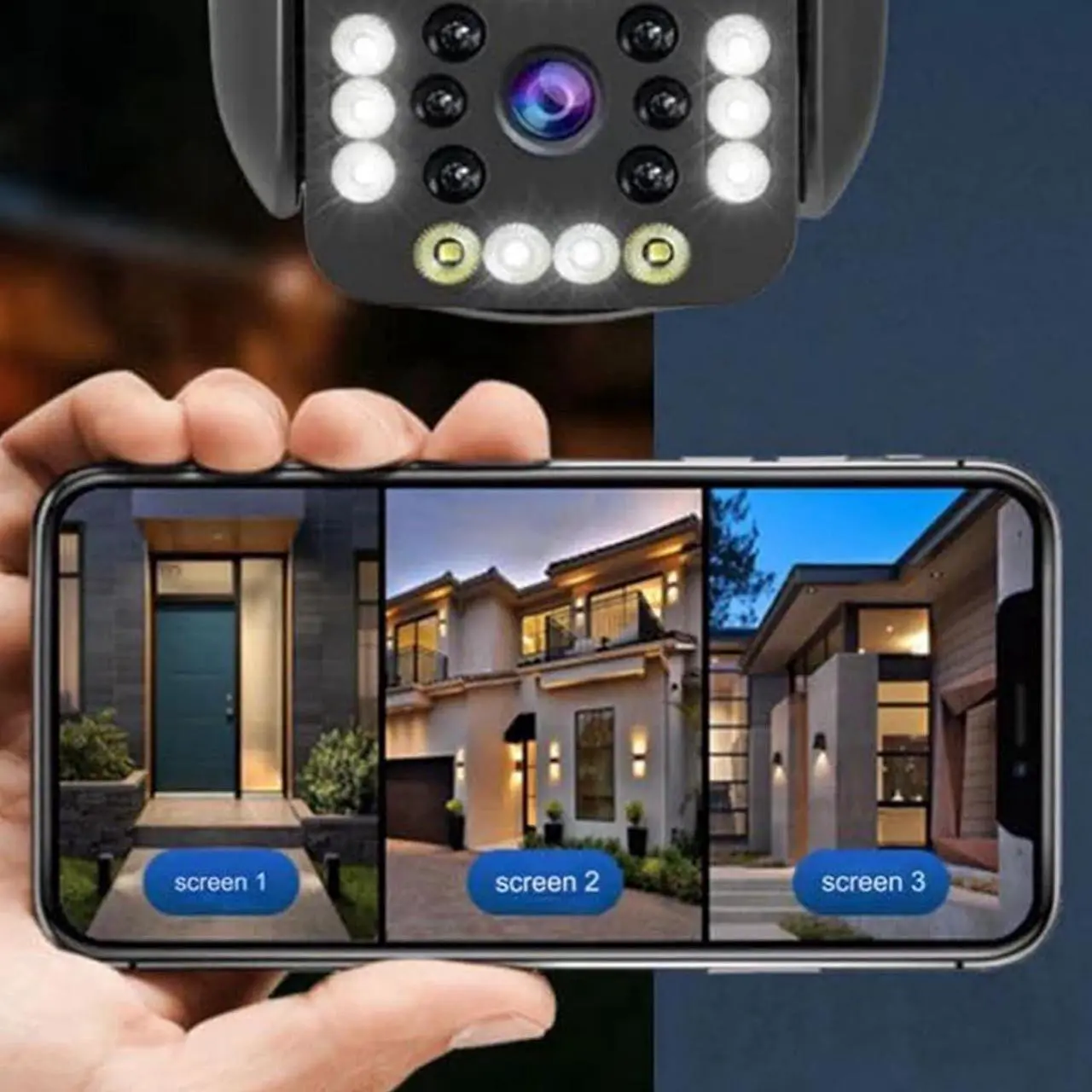 Alt view image 7 of 7 - Davitech Camara De Seguridad, Outdoor Waterproof Wireless WiFi Hd Security Camera, 3/4 Lens Security Camera, Mini Hd WiFi Security Camera, Color Night Vision