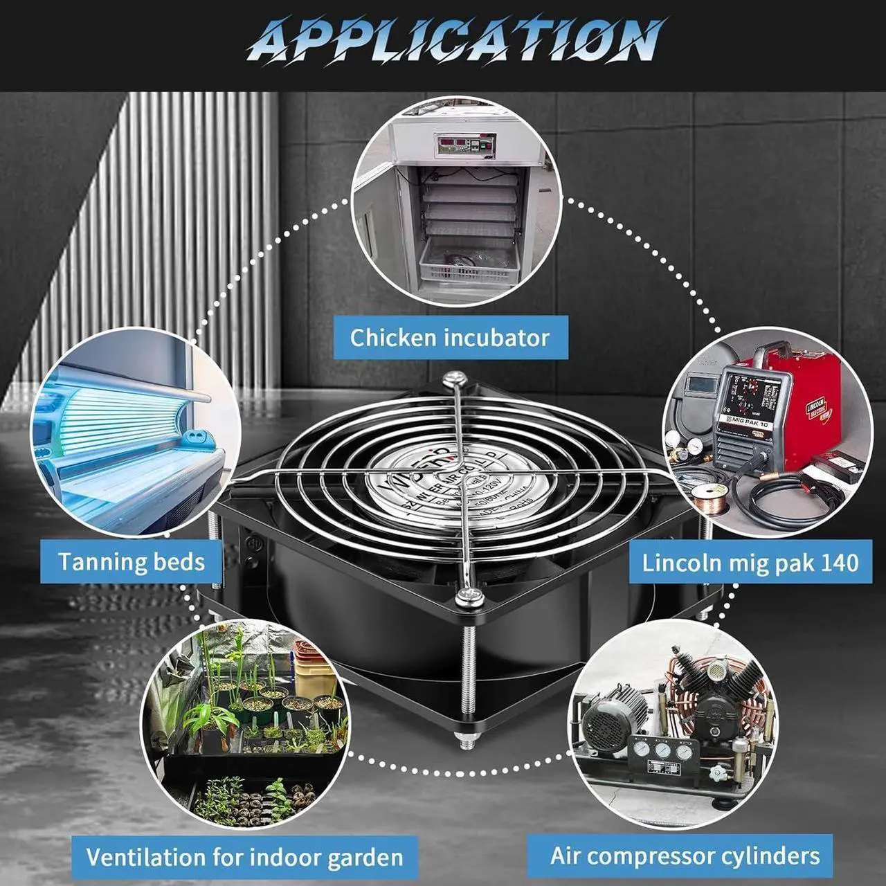 Alt view image 2 of 7 - AC Axial 110V 120V 120mm x 38mm Dual Ball Big Airflow Fan for DIY Ventilation Exhaust, Chicken Coop, Kitchen, Window Exhaust, Greenhouse, Small Box Cooling