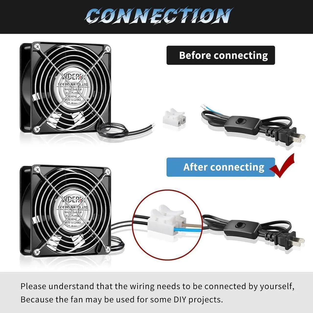 Alt view image 4 of 7 - AC Axial 110V 120V 120mm x 38mm Dual Ball Big Airflow Fan for DIY Ventilation Exhaust, Chicken Coop, Kitchen, Window Exhaust, Greenhouse, Small Box Cooling