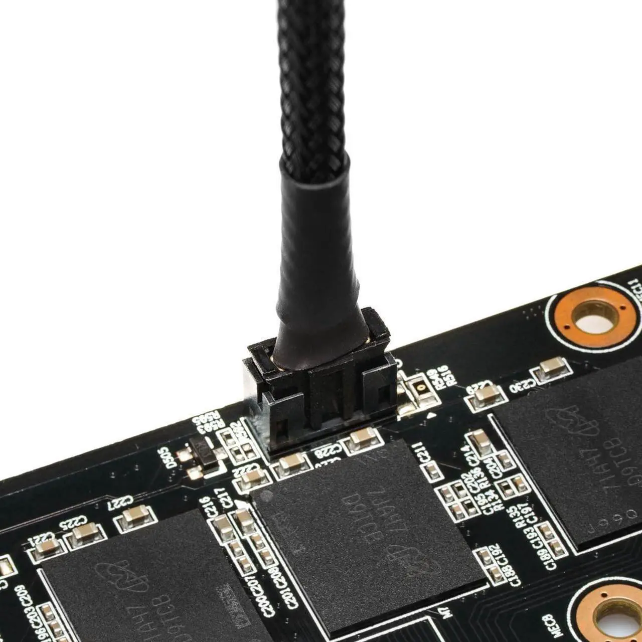 Alt view image 3 of 6 - CRJ Micro 4-Pin PWM GPU Fan Adapter Cable All Black Sleeved for Graphics Cards