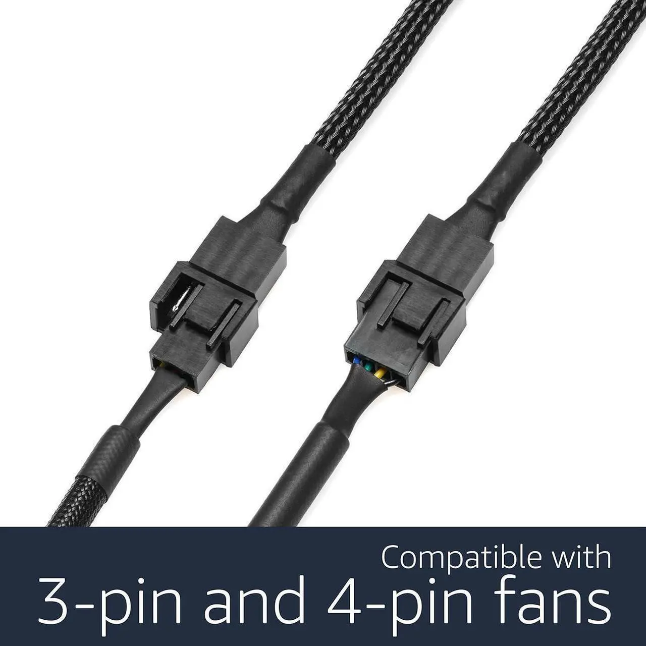 Alt view image 4 of 6 - CRJ Micro 4-Pin PWM GPU Fan Adapter Cable All Black Sleeved for Graphics Cards