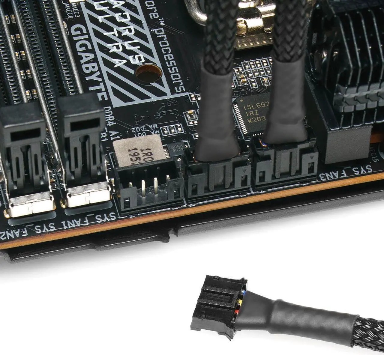 Alt view image 5 of 6 - CRJ Micro 4-Pin PWM GPU Fan Adapter Cable All Black Sleeved for Graphics Cards