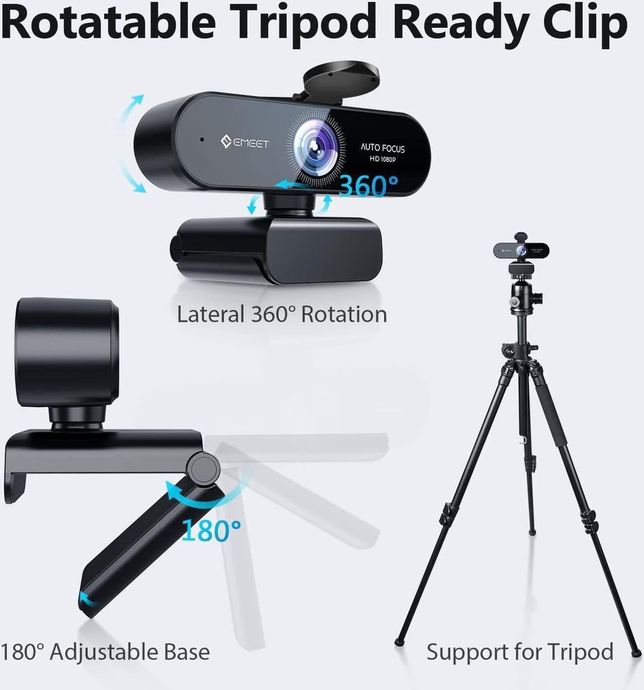 Alt view image 2 of 6 - EMEET HD Webcam 1080P, USB Webcam with Privacy Cover & 2 Noise-Canceling Mics, Fast AutoFocus, Nova 96°FOV Wide Angle Webcam, Plug & Play Camera for Computer for Zoom/Skype, Meeting/Online Classes