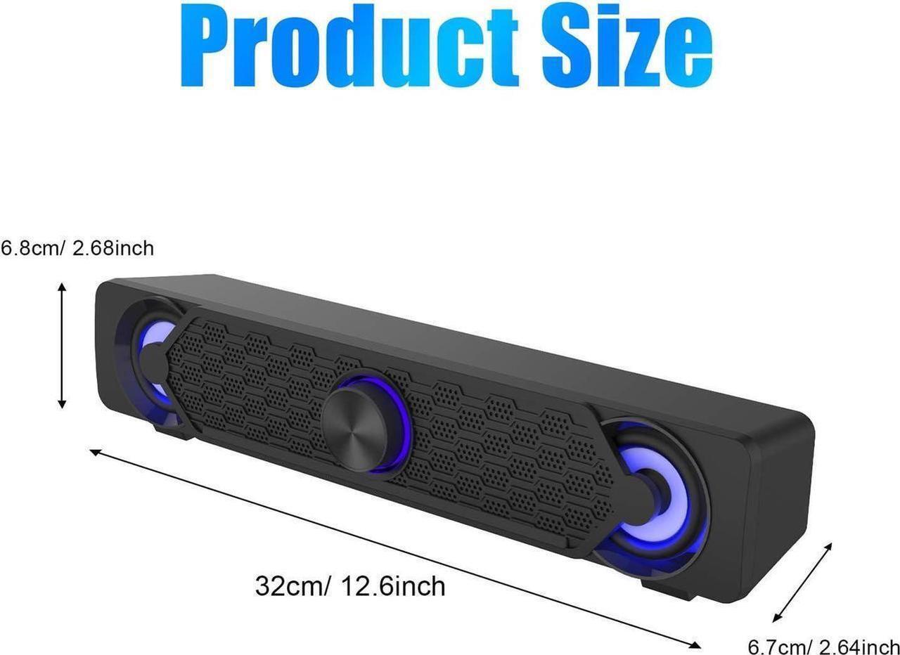 Alt view image 2 of 6 - Smalody Small Computer Speakers for Desktop Gaming Monitor, PC Speakers for Desktop Monitor, Computer Speaker Wired USB Powered, Mini Soundbar with Cool Led Light Effect