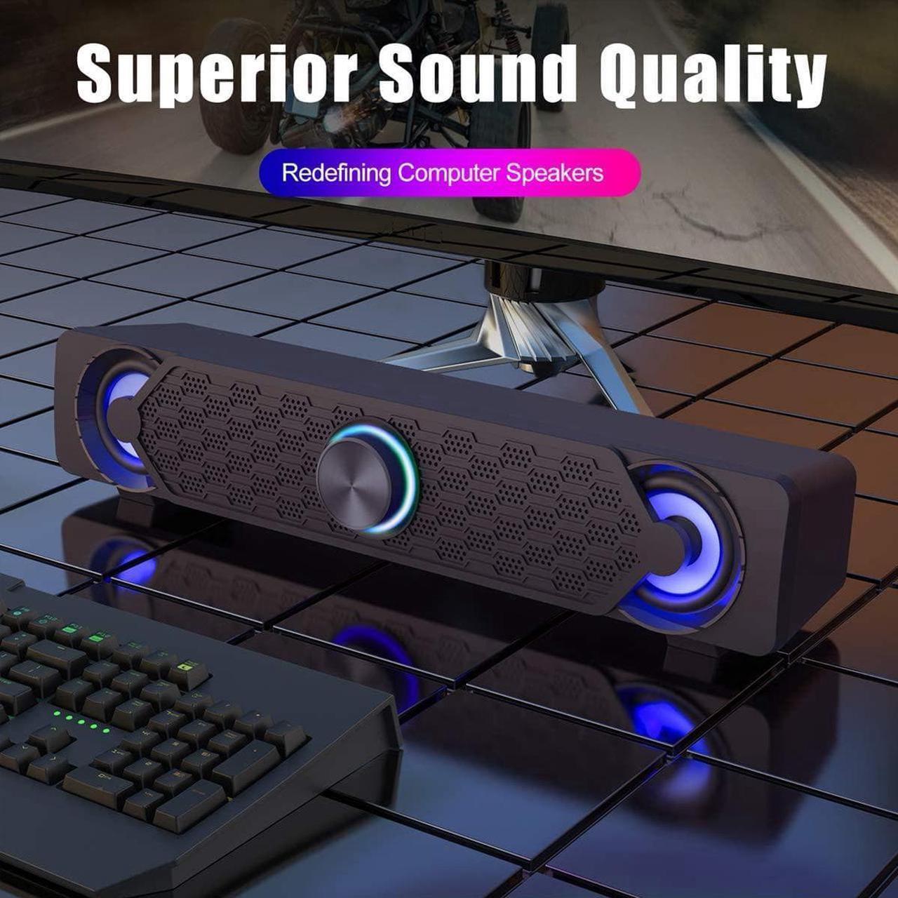 Alt view image 5 of 6 - Smalody Small Computer Speakers for Desktop Gaming Monitor, PC Speakers for Desktop Monitor, Computer Speaker Wired USB Powered, Mini Soundbar with Cool Led Light Effect