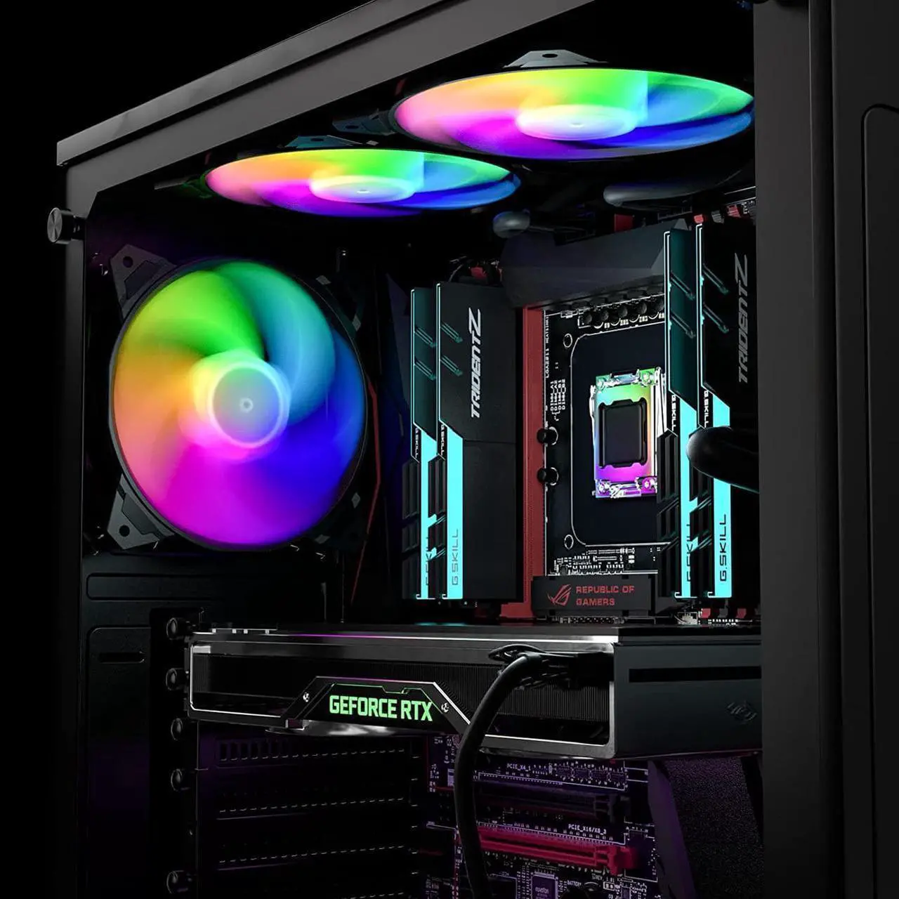 Alt view image 7 of 7 - upHere Long Life 120mm 3-Pin High Airflow Quiet Edition Rainbow LED Case Fan for PC Cases, CPU Coolers, and Radiators 3-Pack,(PF120CF3-3)