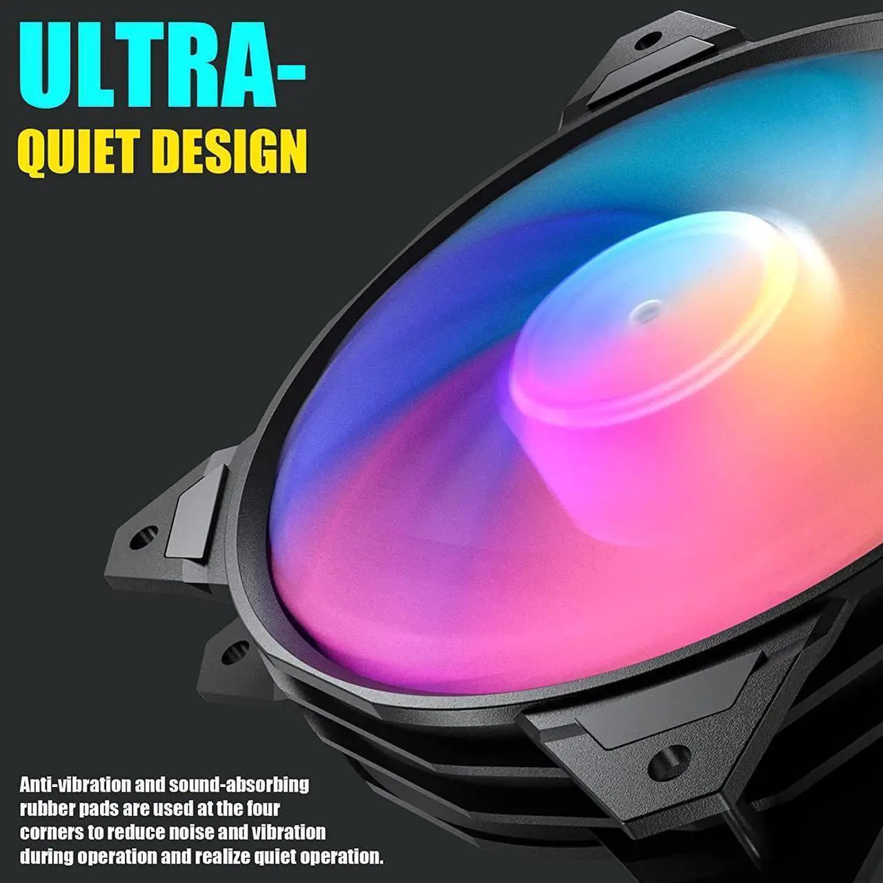 Main image of upHere Long Life 120mm PWM 4-Pin High Airflow Quiet Edition Rainbow LED Case Fan for PC Cases, CPU Coolers, and Radiators 3-Pack,(PF120CF4-3)