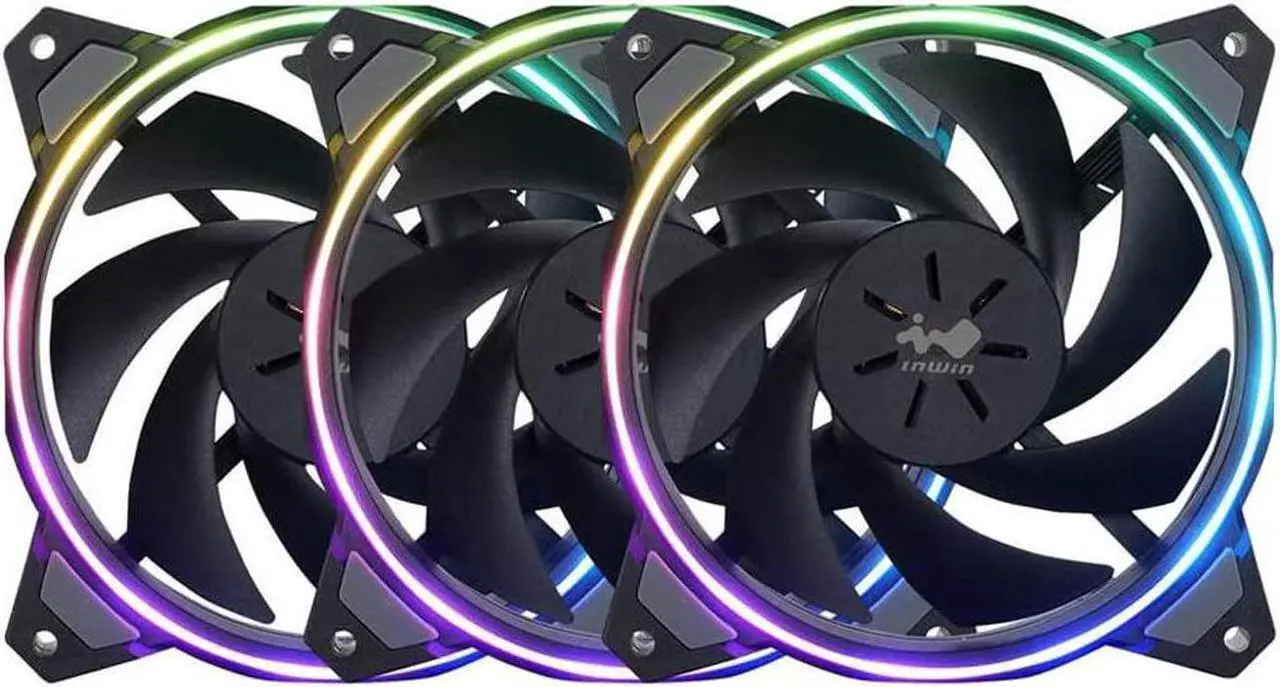 Alt view image 2 of 5 - InWin Sirius Loop Addressable RGB Triple Fan Kit 120mm High Performance Cooling Computer Case Fan Cooling