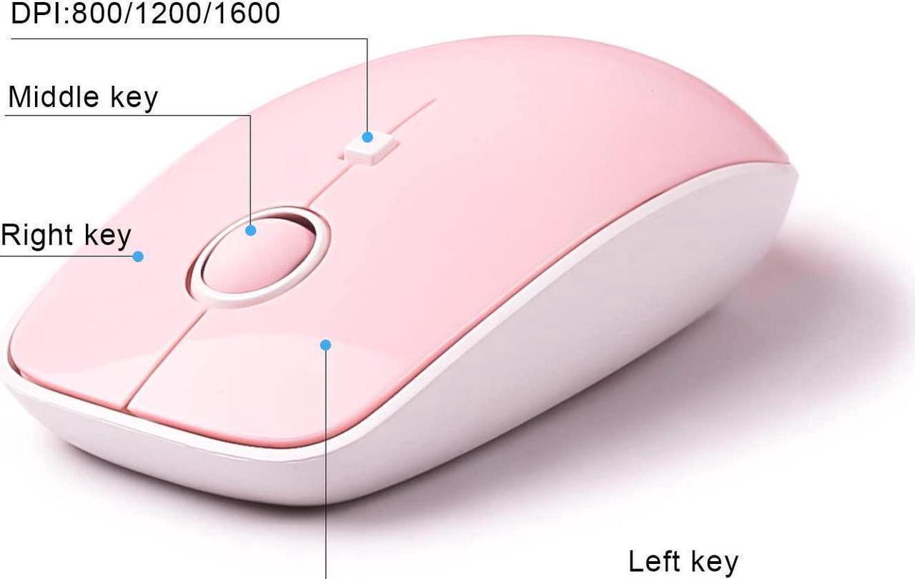 Alt view image 5 of 7 - Pink Wireless Keyboard Mouse Combo, 2.4GHz Retro Typewriter, Letton Full Size Office Computer Keyboard and Cute Mouse with 3 DPI for Mac PC Desktop Laptop