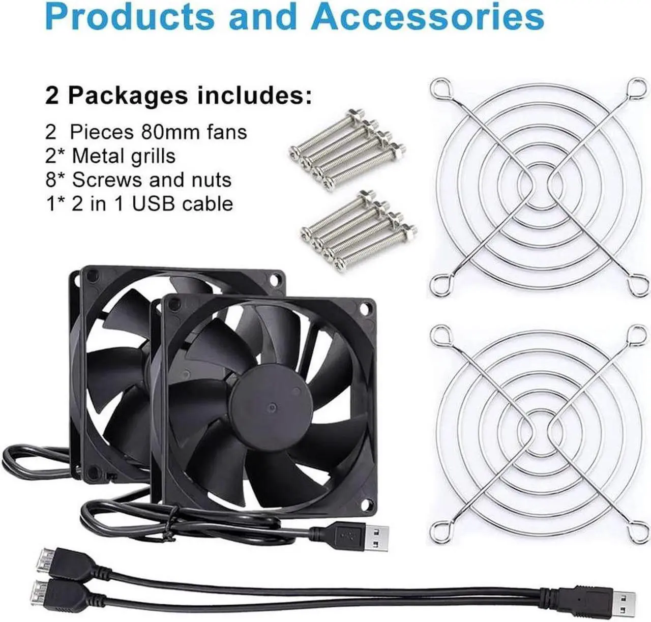Alt view image 7 of 7 - Wathai 80mm x 80mm x 25mm USB Fan 5V for Computer Laptop Router DVR Xbox Cooling 2 Packs