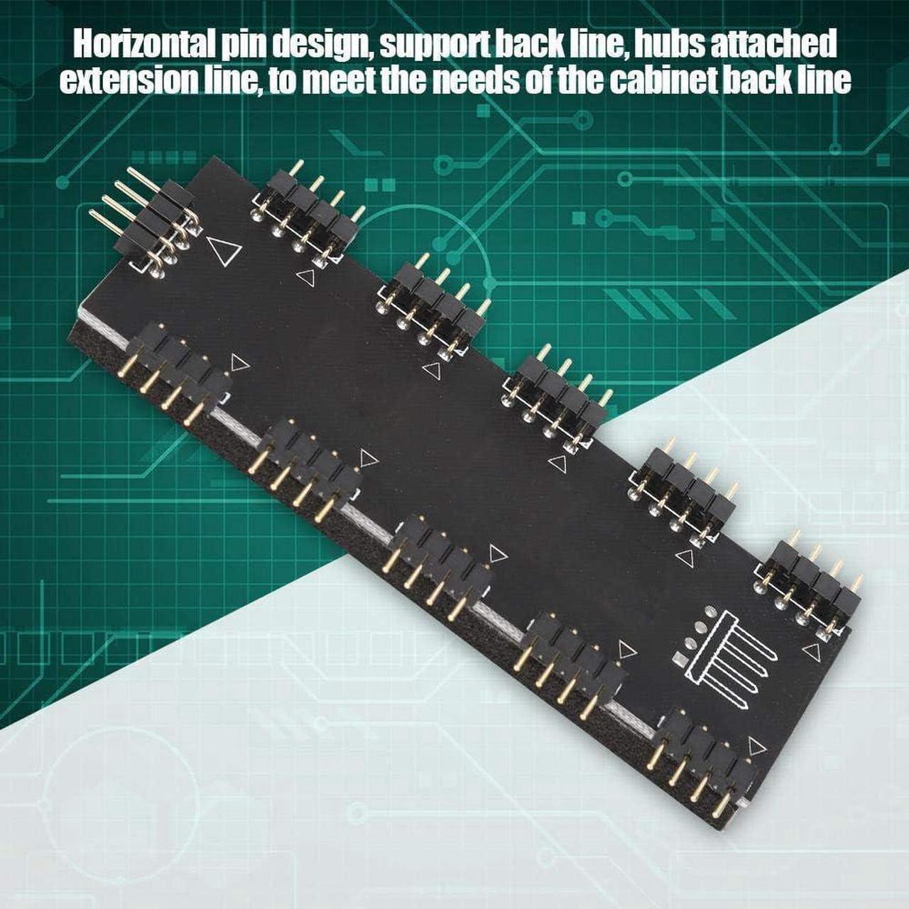 Alt view image 3 of 7 - ASHATA Computer Fan RGB Hub,Computer 10-Channel RGB Hub,PC MOD Motherboard RGB Fan Extension Cable,RGB LED Splitter Hub,Suitable for PC Desktop Computer Motherboard(5V 3-Pin)
