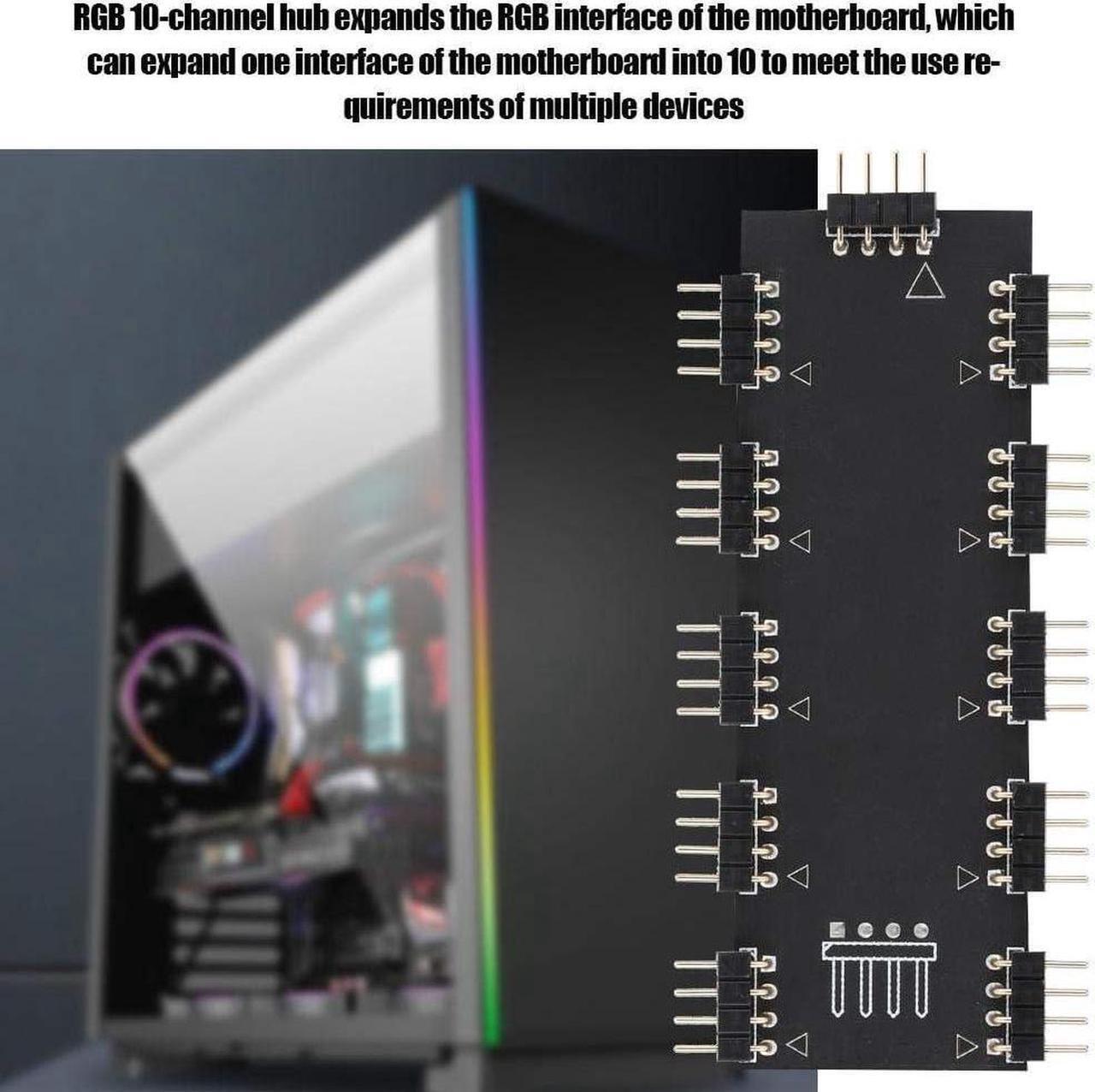 Alt view image 5 of 7 - ASHATA Computer Fan RGB Hub,Computer 10-Channel RGB Hub,PC MOD Motherboard RGB Fan Extension Cable,RGB LED Splitter Hub,Suitable for PC Desktop Computer Motherboard(5V 3-Pin)