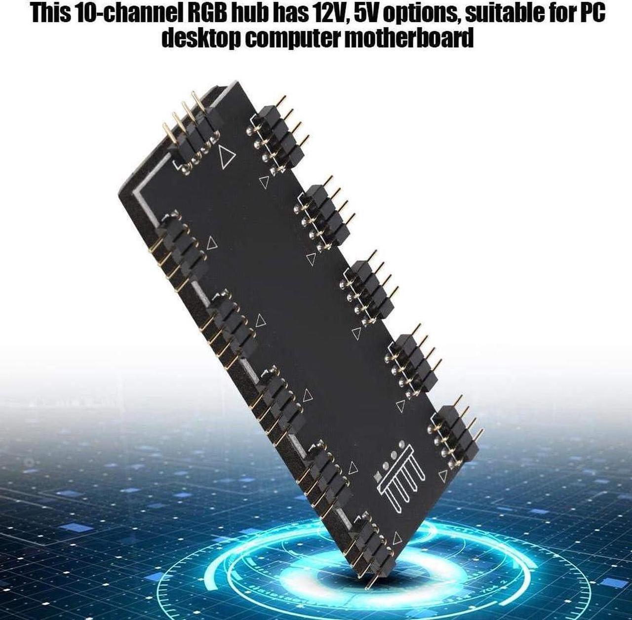 Alt view image 7 of 7 - ASHATA Computer Fan RGB Hub,Computer 10-Channel RGB Hub,PC MOD Motherboard RGB Fan Extension Cable,RGB LED Splitter Hub,Suitable for PC Desktop Computer Motherboard(5V 3-Pin)