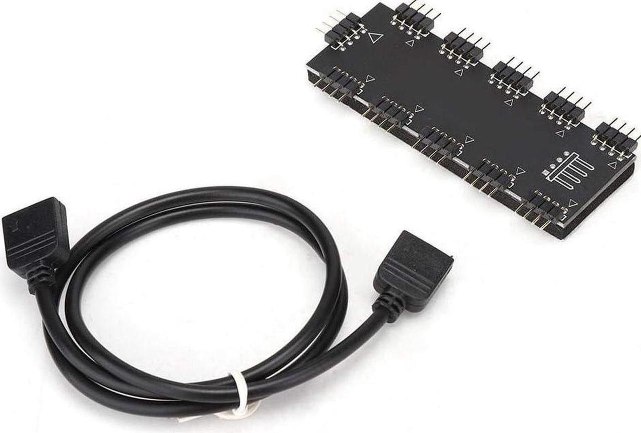 Main image of ASHATA Computer Fan RGB Hub,Computer 10-Channel RGB Hub,PC MOD Motherboard RGB Fan Extension Cable,RGB LED Splitter Hub,Suitable for PC Desktop Computer Motherboard(5V 3-Pin)