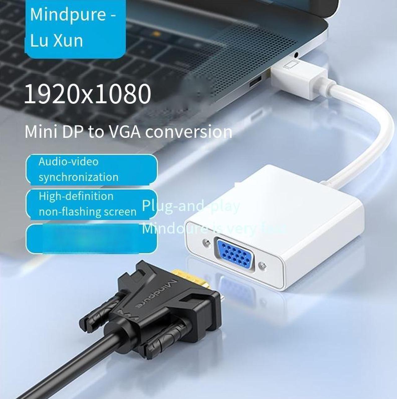 Alt view image 4 of 4 - Luxun Minidp to vga Mini DP to VGA Notebook Monitor high-definition converter connection cable