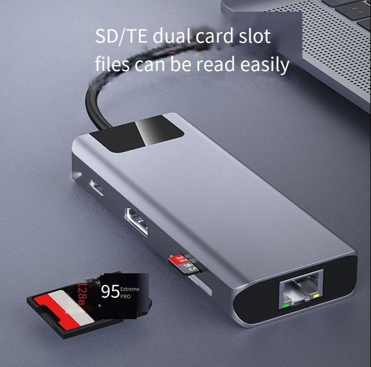 Alt view image 2 of 4 - Type-C data +SD+TF eight-in-one cross-border private model type-c docking station Multi-functional interface docking station USB Hub suitable for macbook and ipad