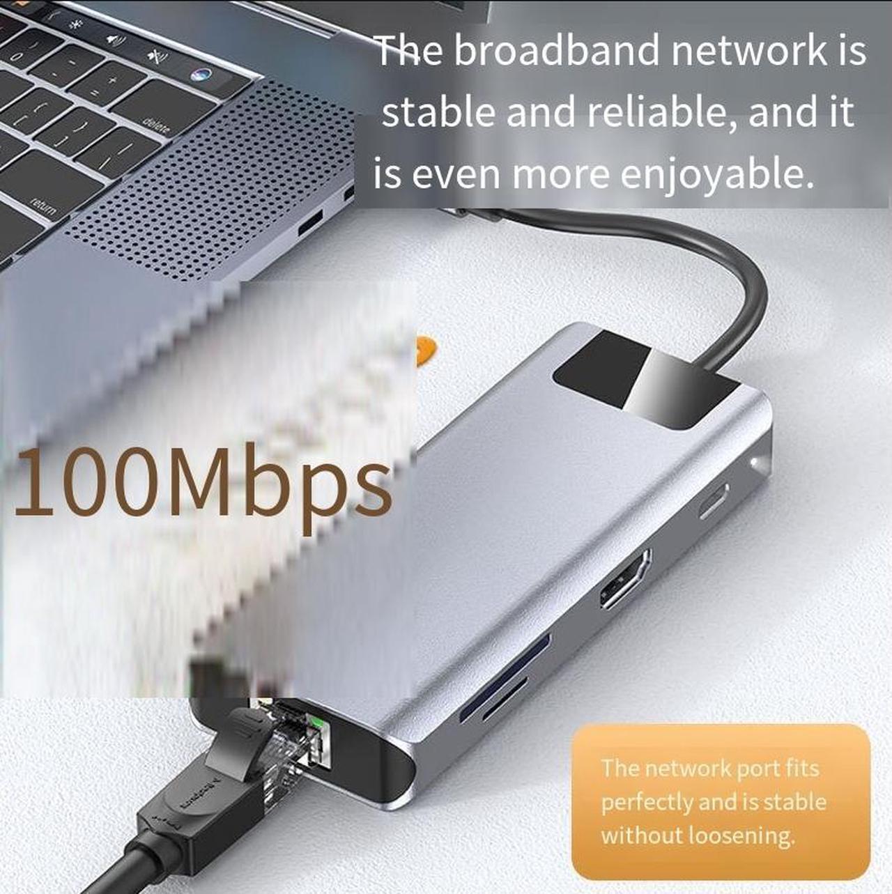 Alt view image 3 of 4 - Type-C data +SD+TF eight-in-one cross-border private model type-c docking station Multi-functional interface docking station USB Hub suitable for macbook and ipad