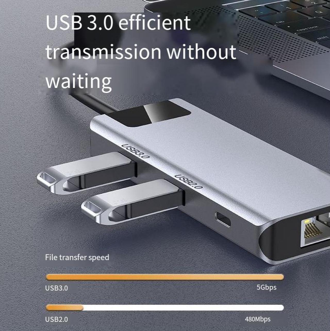 Alt view image 4 of 4 - Type-C data +SD+TF eight-in-one cross-border private model type-c docking station Multi-functional interface docking station USB Hub suitable for macbook and ipad