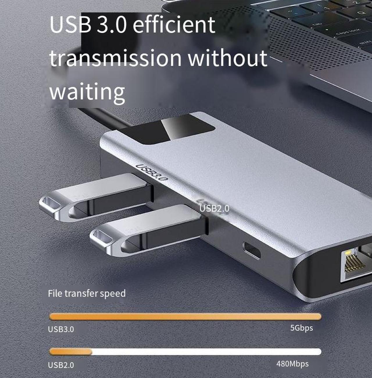 Alt view image 4 of 4 - Cross-border private model type-c docking station, multi-functional interface docking station, USB Hub, compatible with macbook, iPad, TF in one