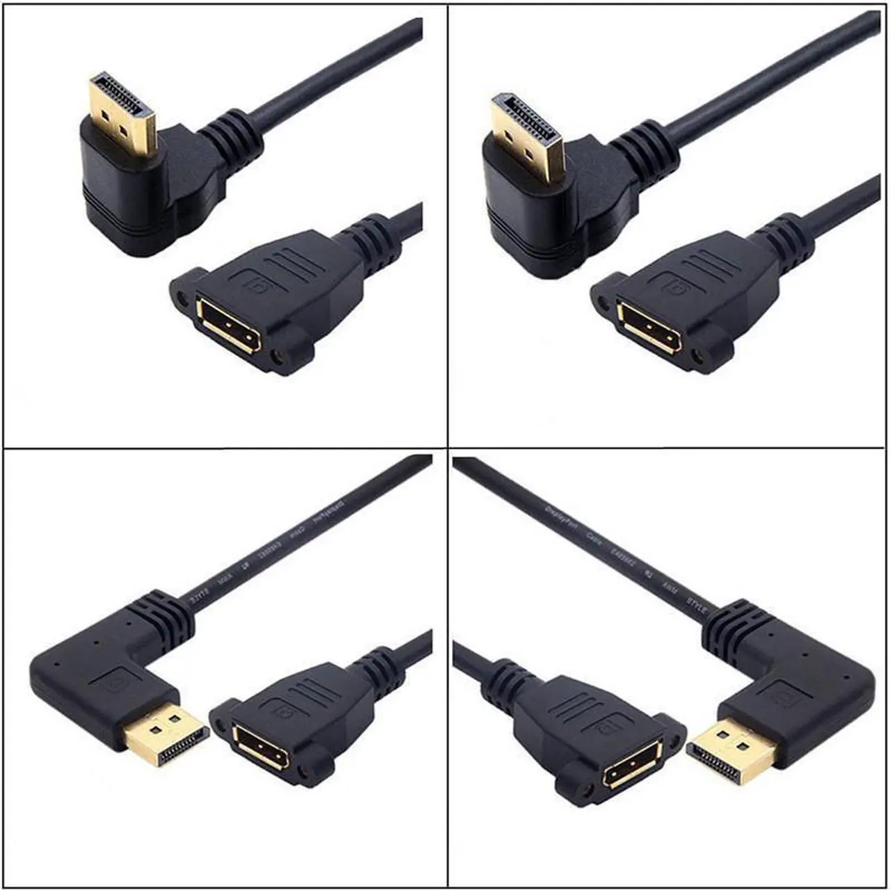 Main image of DP male-to-female extension cable with ears that can fix the computer monitor display port. Male-to-female high-definition cable
