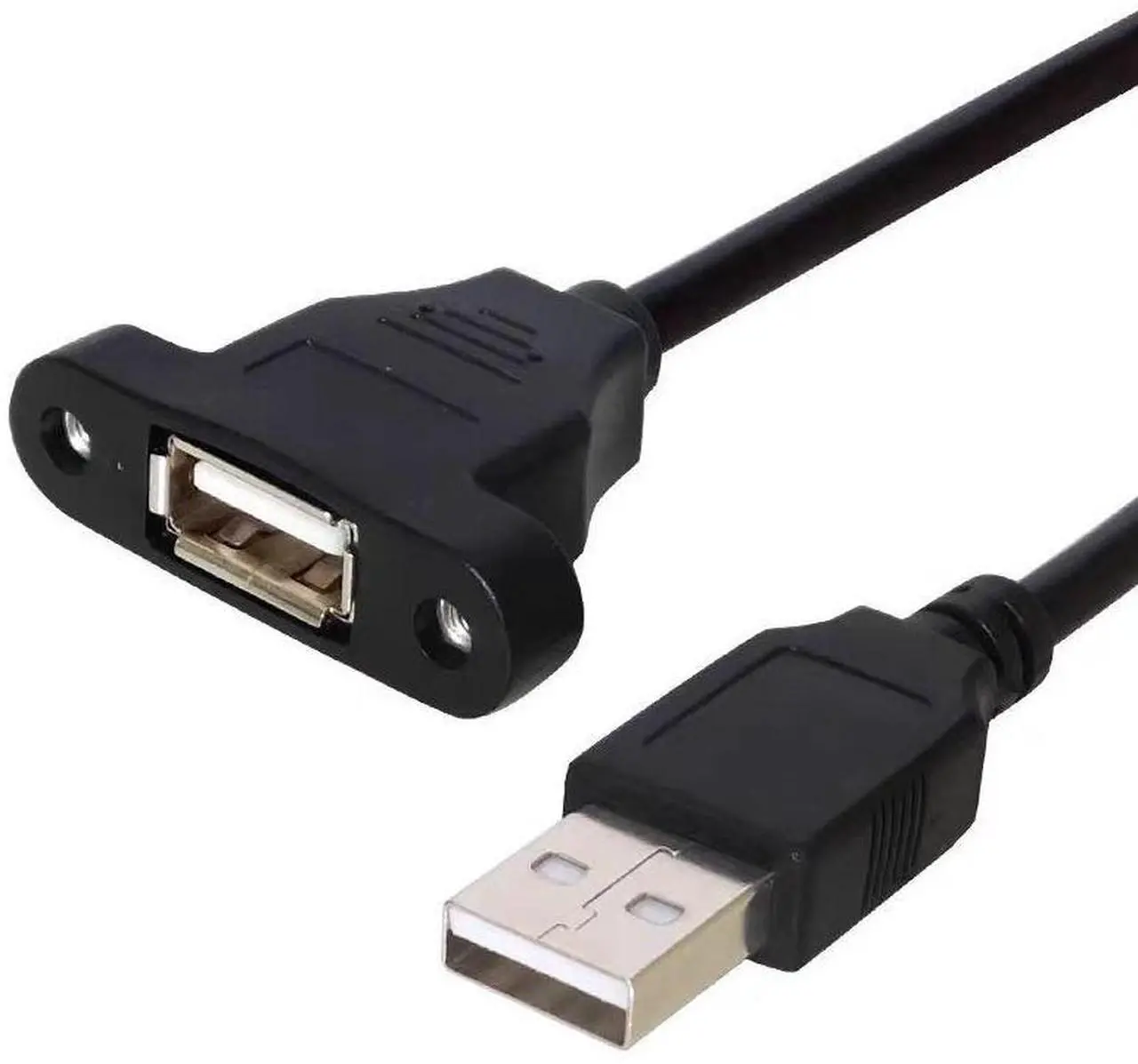 Alt view image 2 of 4 - USB 2.0 male-to-female extension cable with head cover and ears USB male-to-female extension cable with full head cover and screw holes