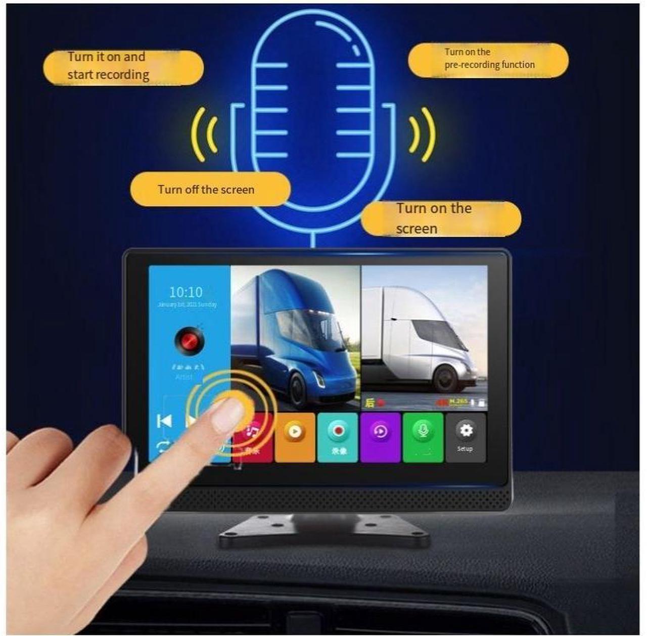 Alt view image 3 of 4 - 7-inch multimedia two-channel monitoring all-in-one machine, reversing camera, 12V / 24V front and rear dual recording, truck high-definition recorder, 7-inch touch two-channel recorder +AHD night vis