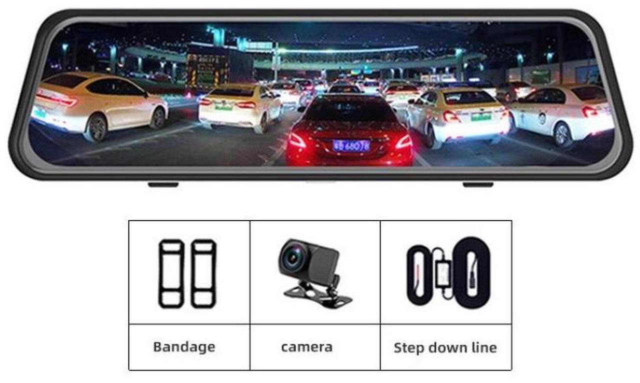 Alt view image 2 of 4 - 2K high-definition infrared night vision streaming media dashcam, full-screen parking monitoring, rearview mirror dashcam
10-inch 1296P dual streaming media lenses
