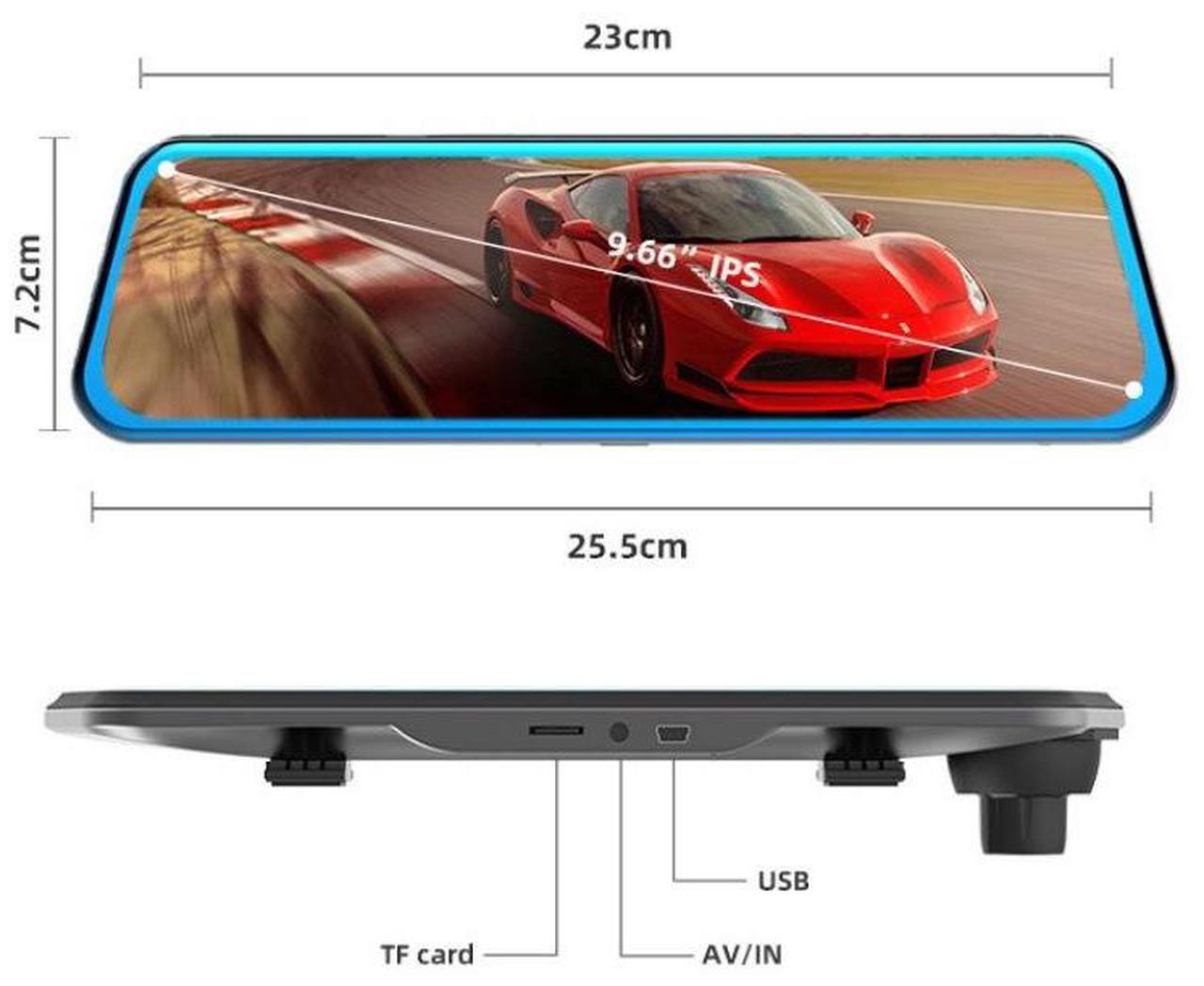 Alt view image 3 of 4 - 2K high-definition infrared night vision streaming media dashcam, full-screen parking monitoring, rearview mirror dashcam
10-inch 1296P dual streaming media lenses