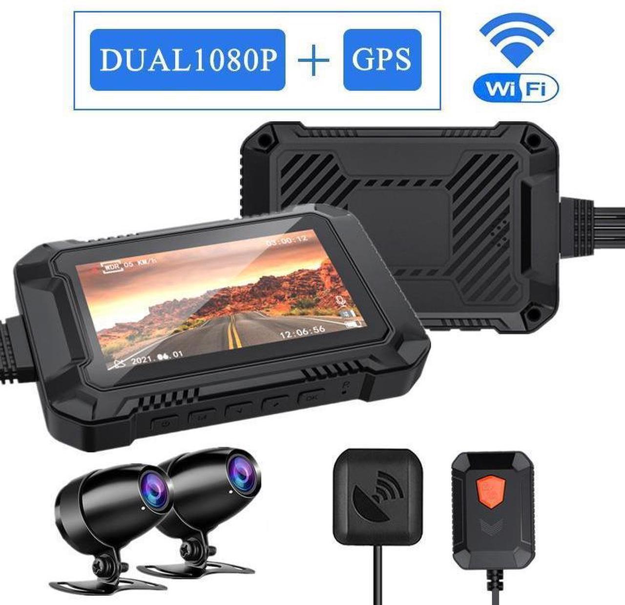 Alt view image 2 of 4 - Motorcycle dashcam, high-definition 1080P, screenless Wi-Fi, one-click locking, GPS dual recording, MT2, with screen and Wi-Fi