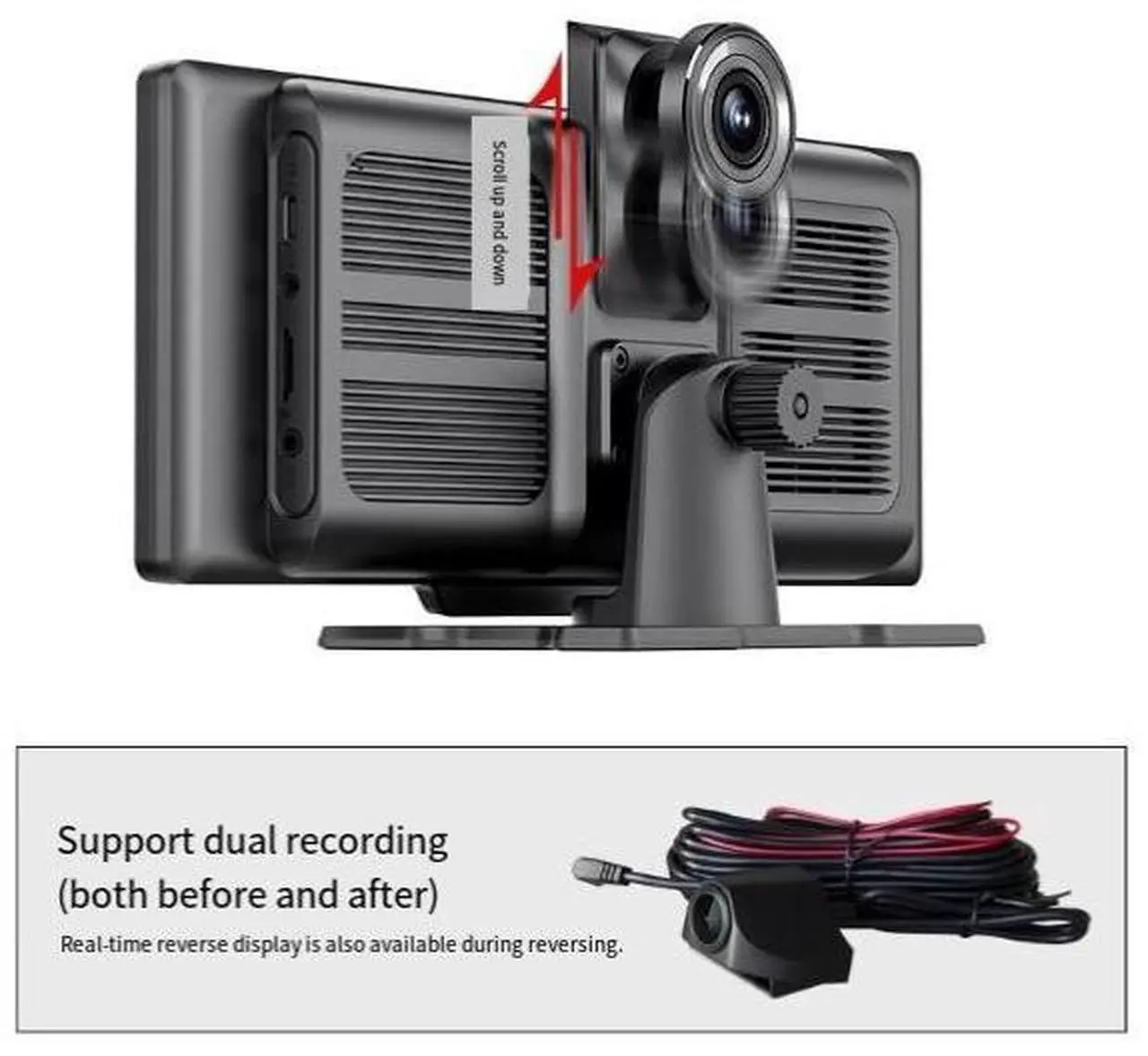 Alt view image 2 of 4 - 10.26-inch wireless carplay dashcam multimedia car dual recording 4k high-definition car navigation system with driving record +64G card