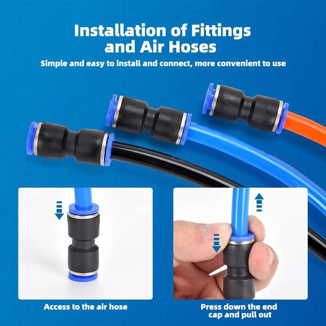 Alt view image 3 of 4 - 40 pieces of straight-through quick pneumatic joint accessories 5/32 1/4 5/16 3/8 1/2 inch cross-border combination assembly