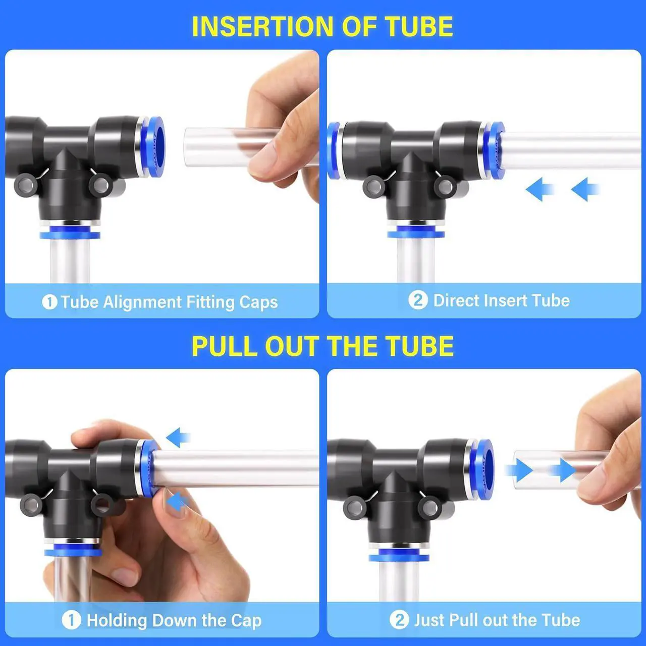 Alt view image 2 of 4 - A total of 20 pieces of 10mm quick pneumatic joint accessories, including 5 distributors, 5 elbows, 5 straight heads, and 5 tees, are cross-border combined in a box