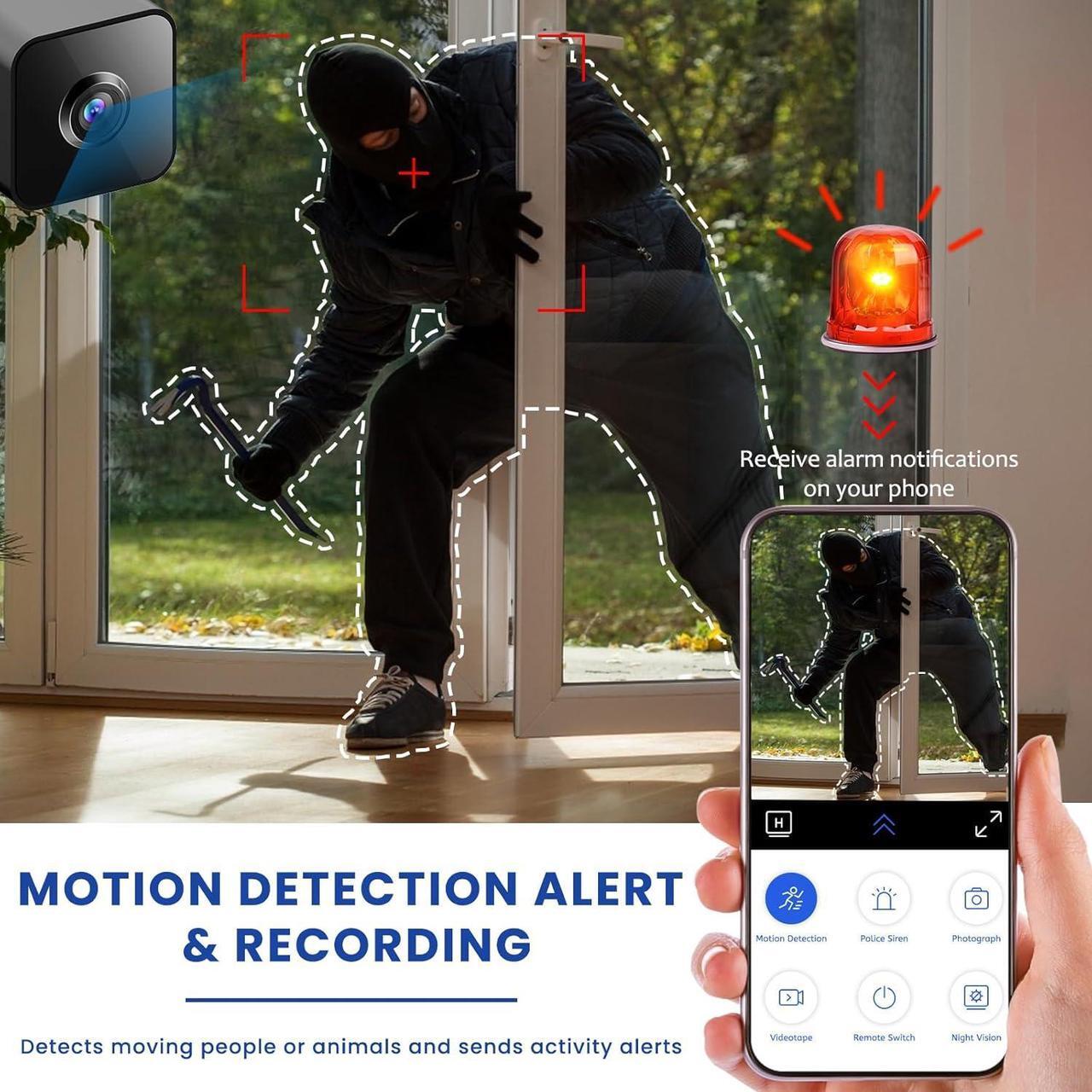 Alt view image 4 of 7 - 4K Mini Indoor Wireless Camera Micro Pet WiFi Small House Tiny Body Security Camera Nanny Smart Cameras,Night Vision Motion Detection Indoor Outdoor